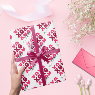 Cute pink XOXO kisses Valentines Pattern Wrapping Paper