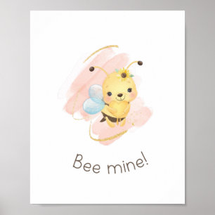 Cute Pink/Yellow Bee Mine! Nursery Girls Wall Art