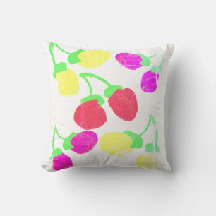 Cute Pink Yellow Berries Throw Pillow Cushion