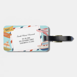 Cute Pink Yellow Blue Customisable Identification  Luggage Tag