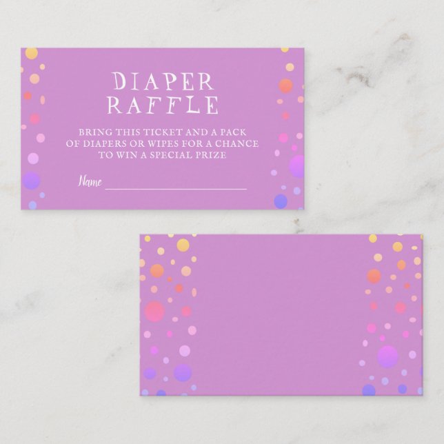 Cute Pink Yellow Dots Diaper Raffle  Enclosure Card (Front/Back)