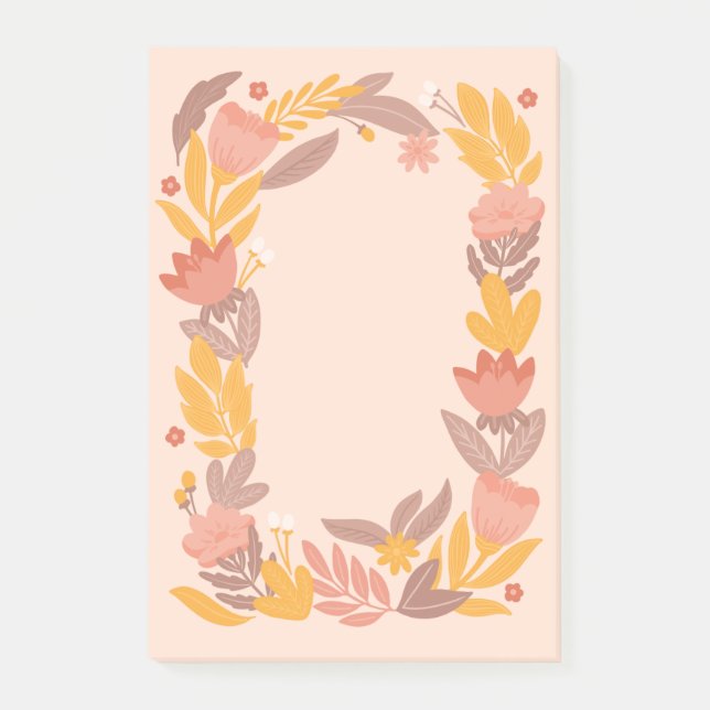 Cute pink yellow garden floral. Botanical flowers Post-it Notes (Front)