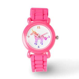 Cute Pink Yellow Rainbow Unicorn Girly Watch