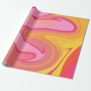 Cute pink yellow red abstract artistic pattern wrapping paper