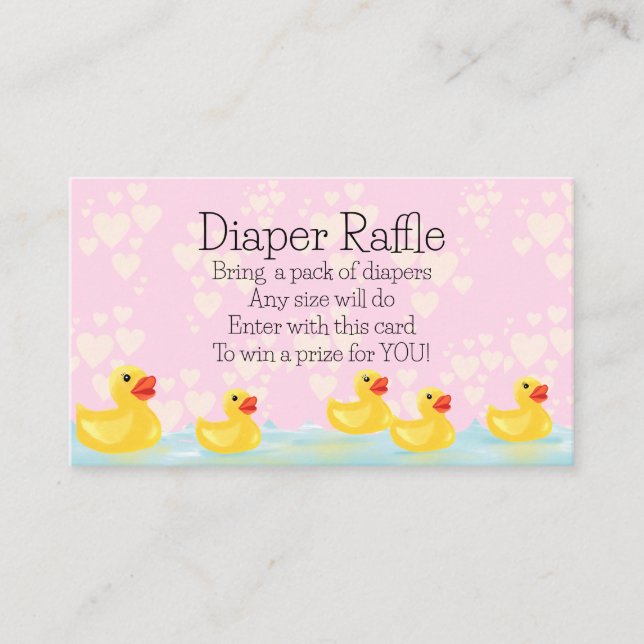 Cute Pink Yellow Rubber Duck Baby Shower Enclosure Card (Front)