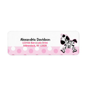 Cute Pink Zebra Custom Address Labels