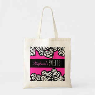 Cute Pink zebra heart Sweet 16 Birthday Tote bag