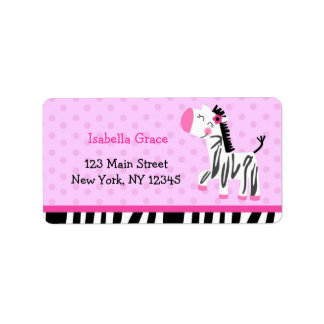 Cute Pink Zebra Return Address Labels