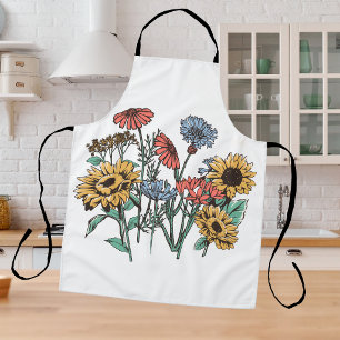 Cute Pinks and Blues Fresh Flowers Apron
