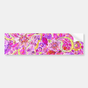 Cute pinky abstract flowers bumper sticker
