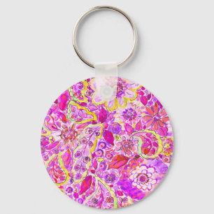 Cute pinky abstract flowers key ring