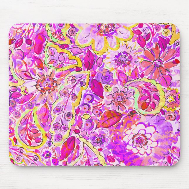 Cute pinky abstract flowers mouse mat (Front)