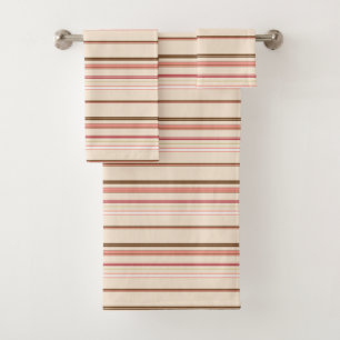 Cute pinky brown stripes bath towel set