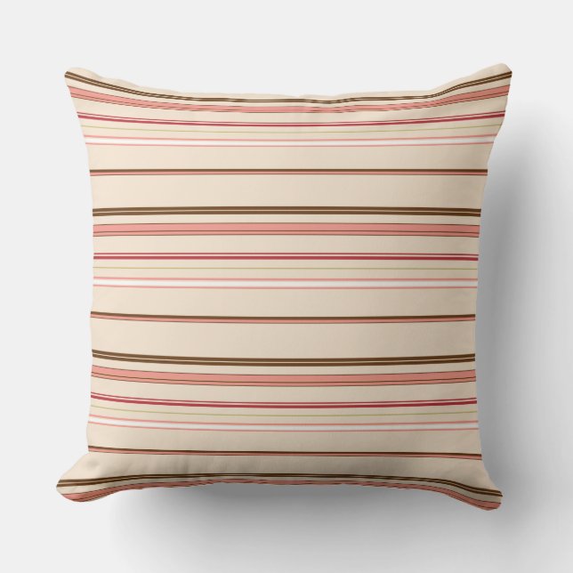 Cute pinky brown stripes cushion (Front)