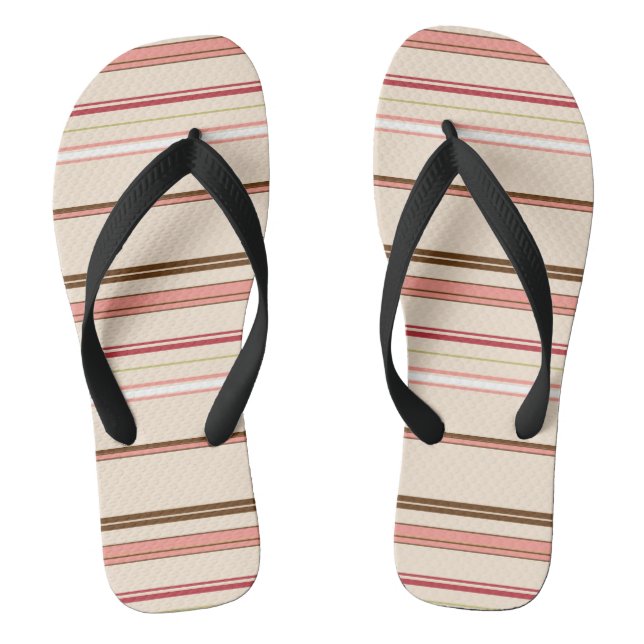 Cute pinky brown stripes flip flops (Footbed)