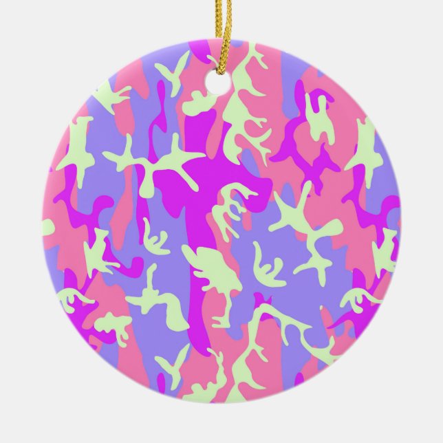 Cute pinky camouflage pattern ceramic tree decoration (Front)