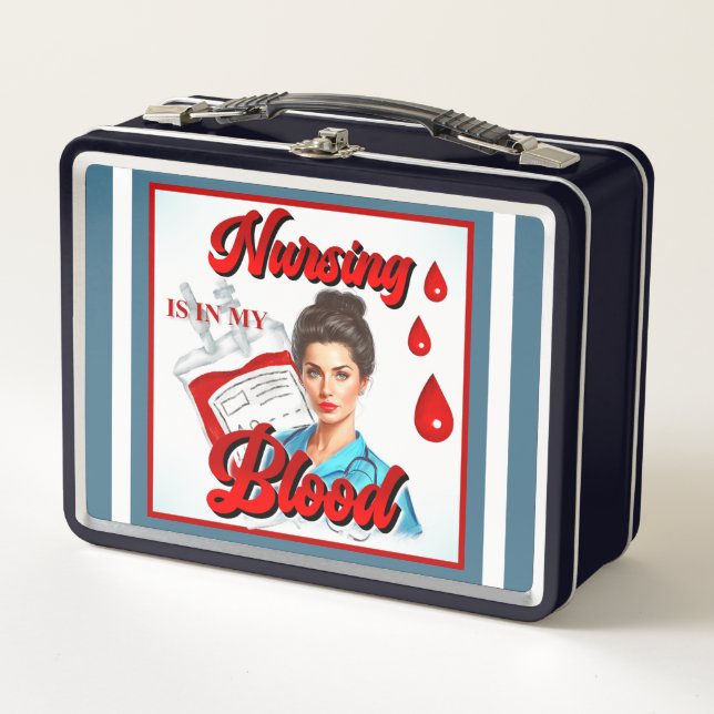 Cute Pinup_ Nursing in my blood Metal Lunch Box (Front)