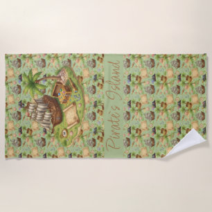 Cute Pirate Adventure Pattern Beach Towel