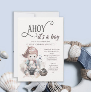 Cute Pirate Ahoy its a Boy Baby Shower Invitation