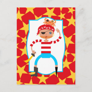Cute pirate and crab postcard