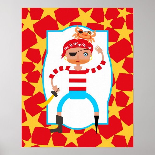 Cute pirate and crab poster (Front)