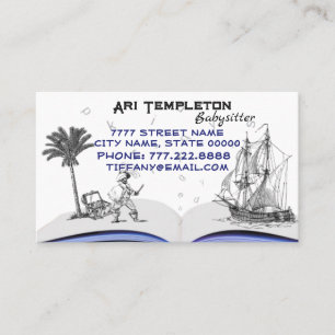 Cute Pirate and Ship Babysitter Childcare Business Card