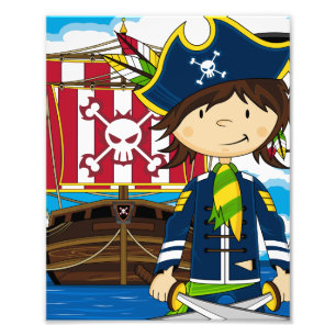 Cute Pirate and Ship Photo Print