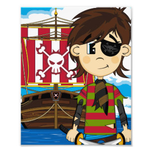 Cute Pirate and Ship Photo Print