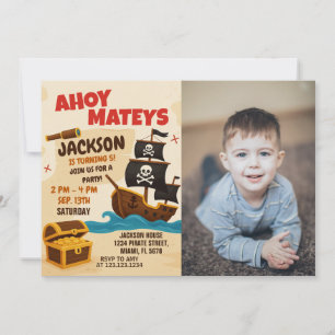 Cute Pirate Birthday Invitation for Kids