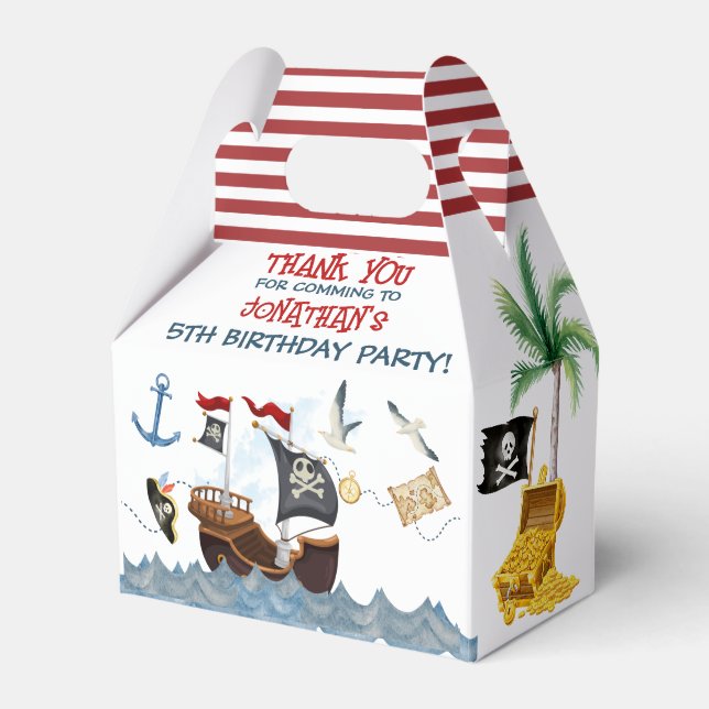 Cute Pirate Birthday Parchment thank you Favour Box (Front Side)