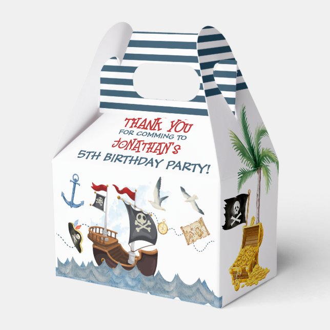 Cute Pirate Birthday Parchment thank you Favour Box (Front Side)
