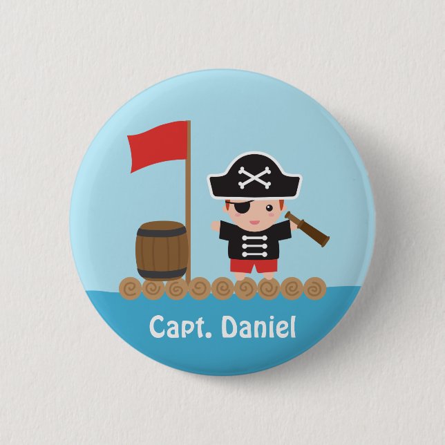 Cute Pirate Captain Ocean Raft Boy 6 Cm Round Badge (Front)