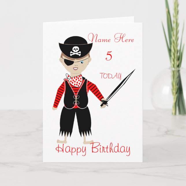 Cute Pirate Child's Personalised Birthday Card (Front)