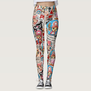Cute Pirate Doctor Collage Pattern Kawaii Manga Leggings