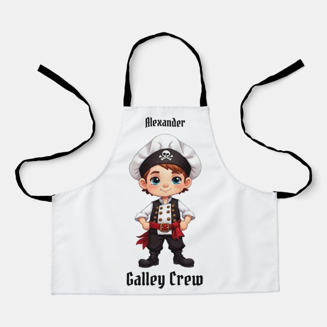 Cute Pirate Galley Crew Personalise  Apron (Front)