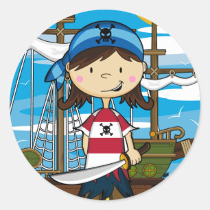 Cute Pirate Girl Sticker Sheet