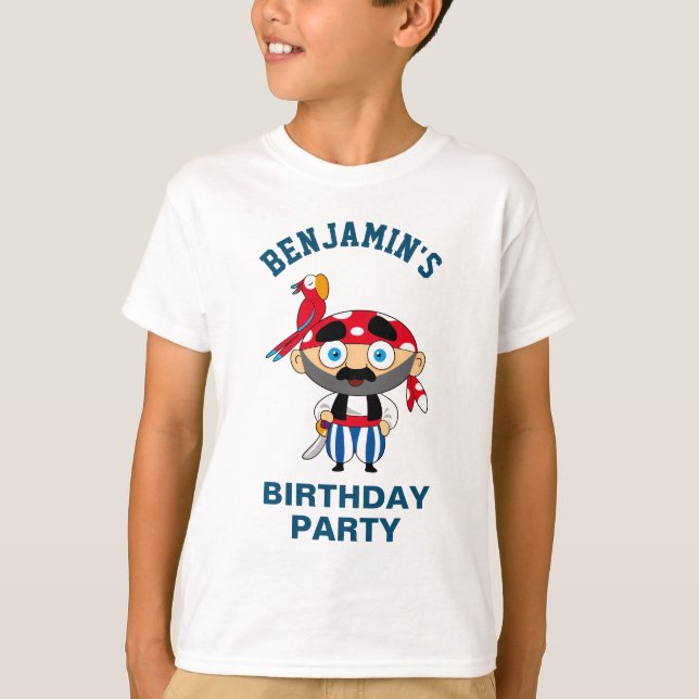 Cute Pirate Kids Birthday Party T-Shirt (Front)