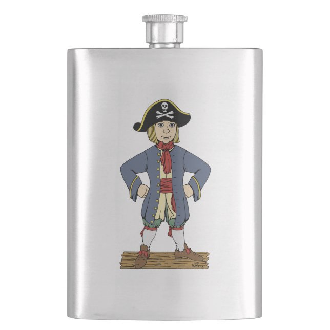 Cute Pirate Lad Hip Flask (Front)