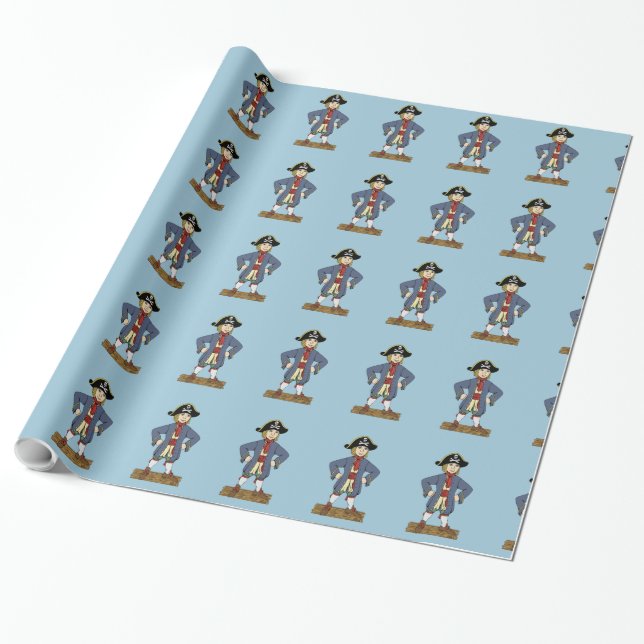 Cute Pirate Lad Wrapping Paper (Unrolled)