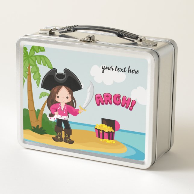 Cute Pirate Metal Lunch Box (Front)