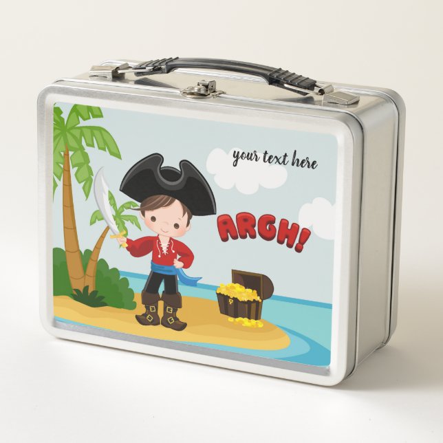 Cute Pirate Metal Lunch Box (Front)