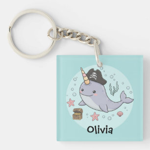 Cute Pirate Narwhal Key Ring