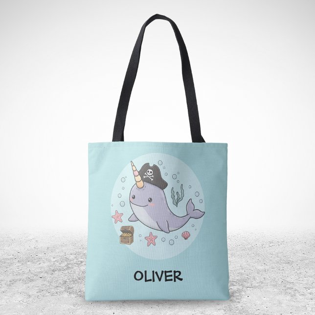 Cute Pirate Narwhal Tote Bag (Creator Uploaded)