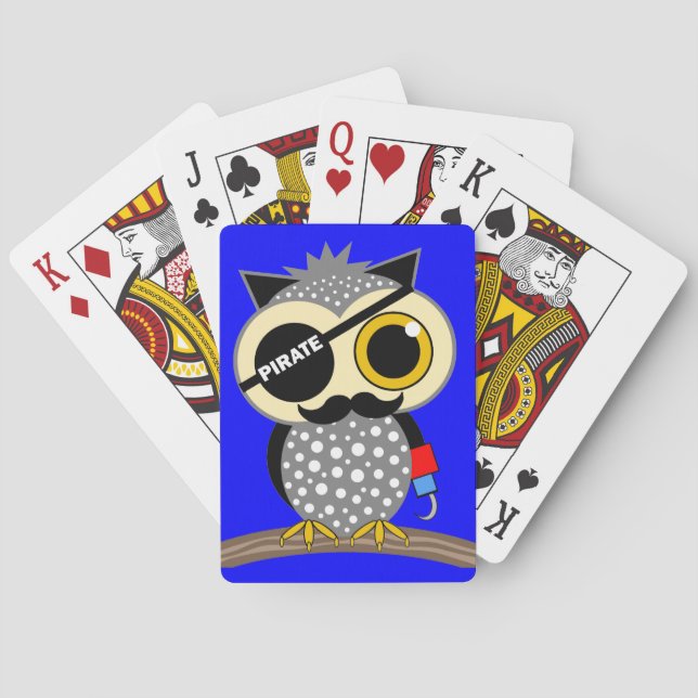 cute pirate owl playing cards (Back)