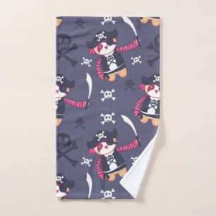 Cute Pirate Panda Bear Pattern Hand Towel