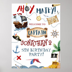 Cute Pirate Party Welcome  Poster