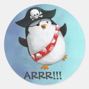 Cute Pirate Penguin Classic Round Sticker