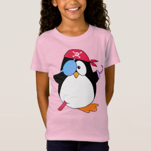 Cute  Pirate Penguin Graphic Pink T-Shirt