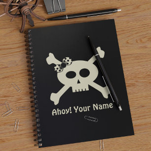 Cute Pirate Personalised Skull Crossbones Notebook