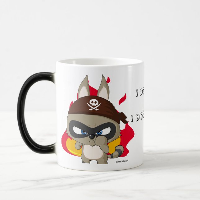 Cute pirate racoon anime cartoon character mug (Left)